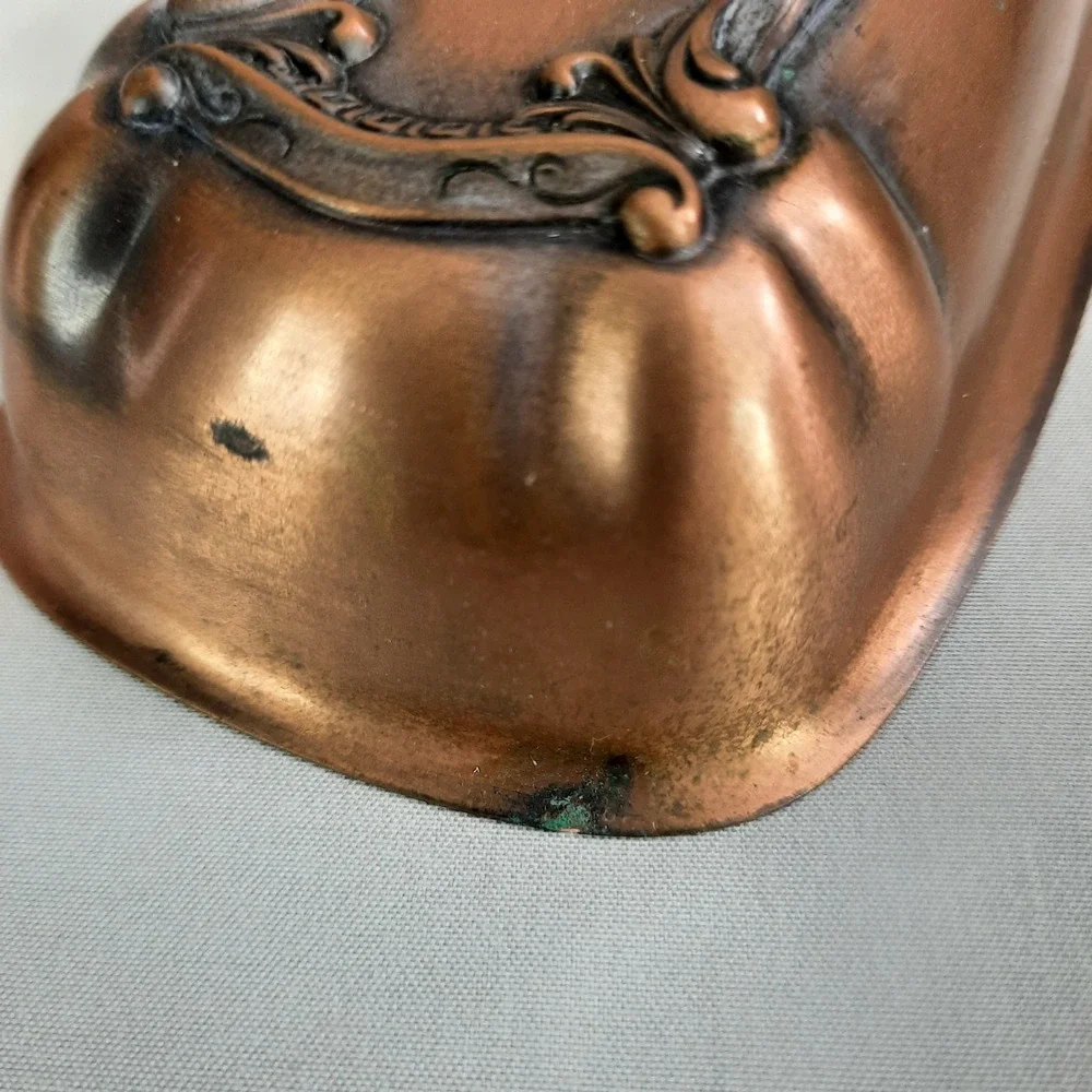 Vintage Copper Covered Butter Dish with Glass Insert Lid Ornate Cottagecore